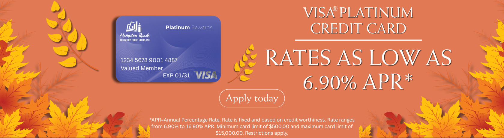 Rates as low as 6.9% APR